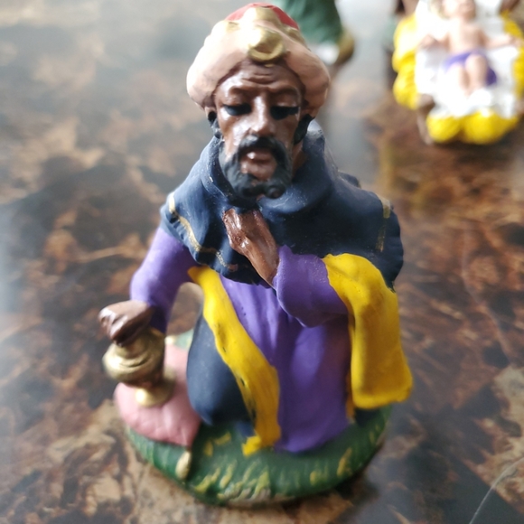 Christmas Nativity Set Italian Vintage Hand Painted Italy Ceramic 6 pc - Picture 3 of 9